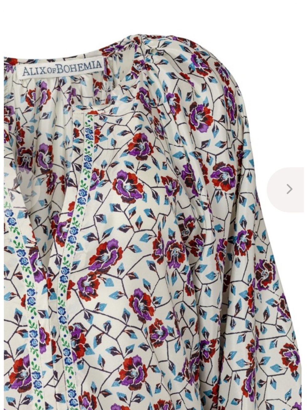 Alix of Bohemia Saranna Hand-Printed Silk Floral Maxi Dress in Rosebud Size XS - Picture 11 of 15
